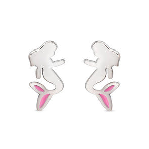 Mermaid Stud Earrings in Sterling Silver