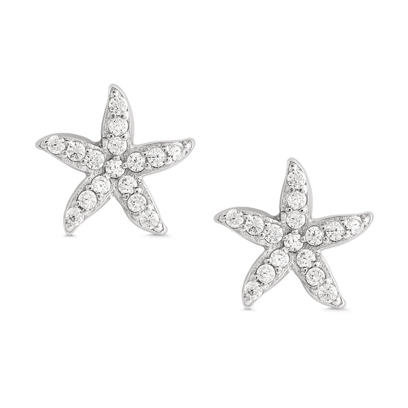 Starfish CZ Stud Earrings in Sterling Silver