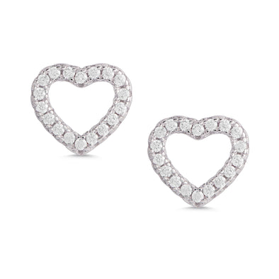 Open Heart CZ Stud Earrings in Sterling Silver