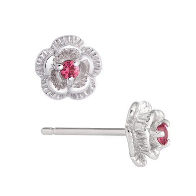 3D Flower CZ Stud Earrings in Sterling Silver