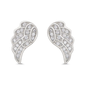 Angel Wings CZ Stud Earrings in Sterling Silver