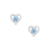 Blue CZ Heart Stud Earrings in Sterling Silver