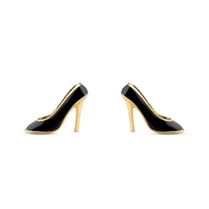 Black High Heels Stud Earrings in Sterling Silver
