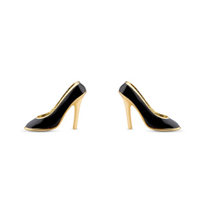 Black High Heels Stud Earrings in Sterling Silver