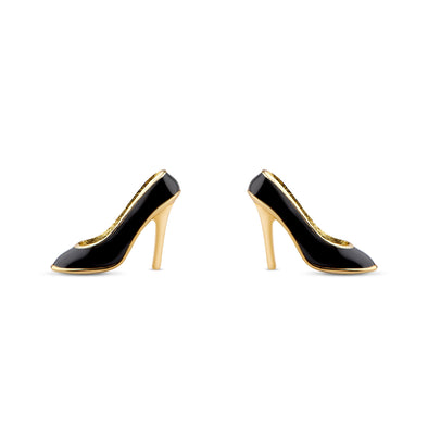 Black High Heels Stud Earrings in Sterling Silver