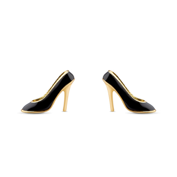 Black High Heels Stud Earrings in Sterling Silver