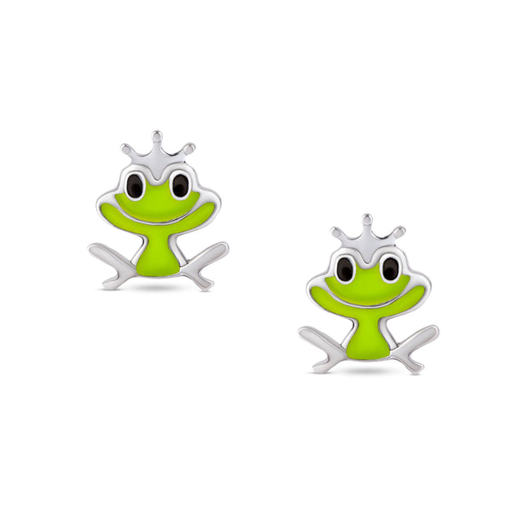 Frog Stud Earrings in Sterling Silver