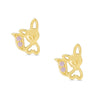 Pink CZ Fox Stud Earrings in Sterling Silver