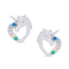 CZ Heart Unicorn Stud Earrings in Sterling Silver