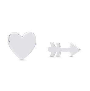 Heart & Arrow Stud Earrings in Sterling Silver