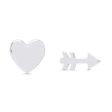 Heart & Arrow Stud Earrings in Sterling Silver