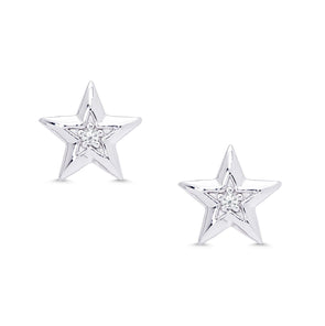 CZ Star Stud Earrings in Sterling Silver