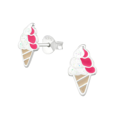 lily white ice cream Ice Cream Cone Stud Earrings in Sterling Silver – Lily Nily