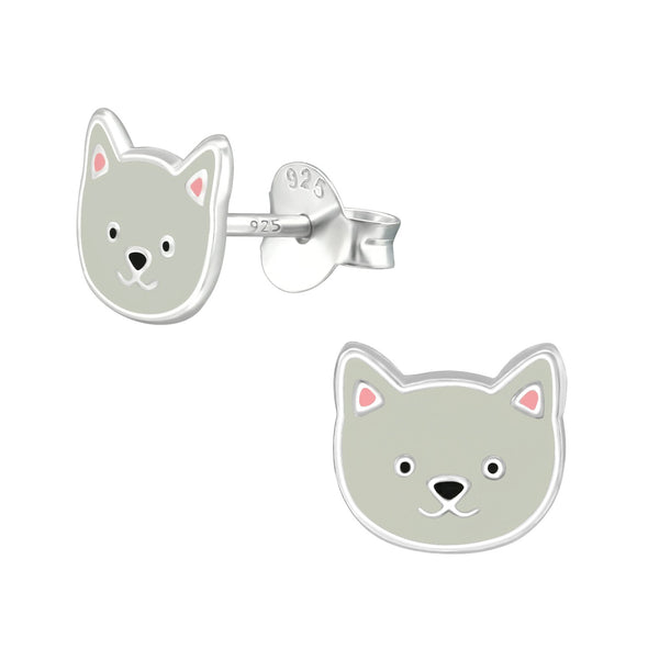Puppy Stud Earrings in Sterling Silver