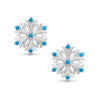 Blue CZ Snowflake Earrings in Sterling Silver
