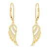 CZ Angel Wing Leverback Earrings in 18k Gold over Sterling Silver