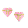 Heart & Ribbon Bow Stud Earrings
