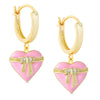 Heart & Ribbon Bow Dangle Earrings