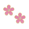 Flower CZ Stud Earrings - Pink