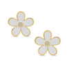 Flower CZ Stud Earrings - White