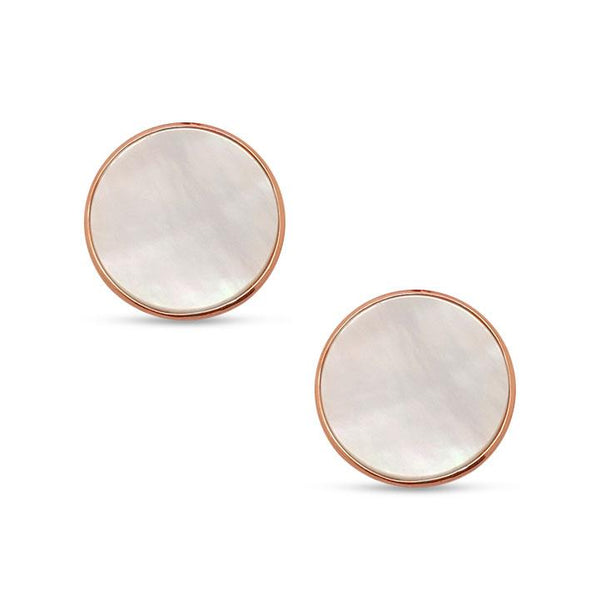 Mother of Pearl Stud Earrings - Rose Gold Plated