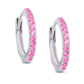 CZ Hinged Hoop Earrings - Pink