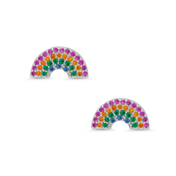 Rainbow CZ Stud Earrings