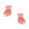 Owl Stud Earrings with CZ - Rose