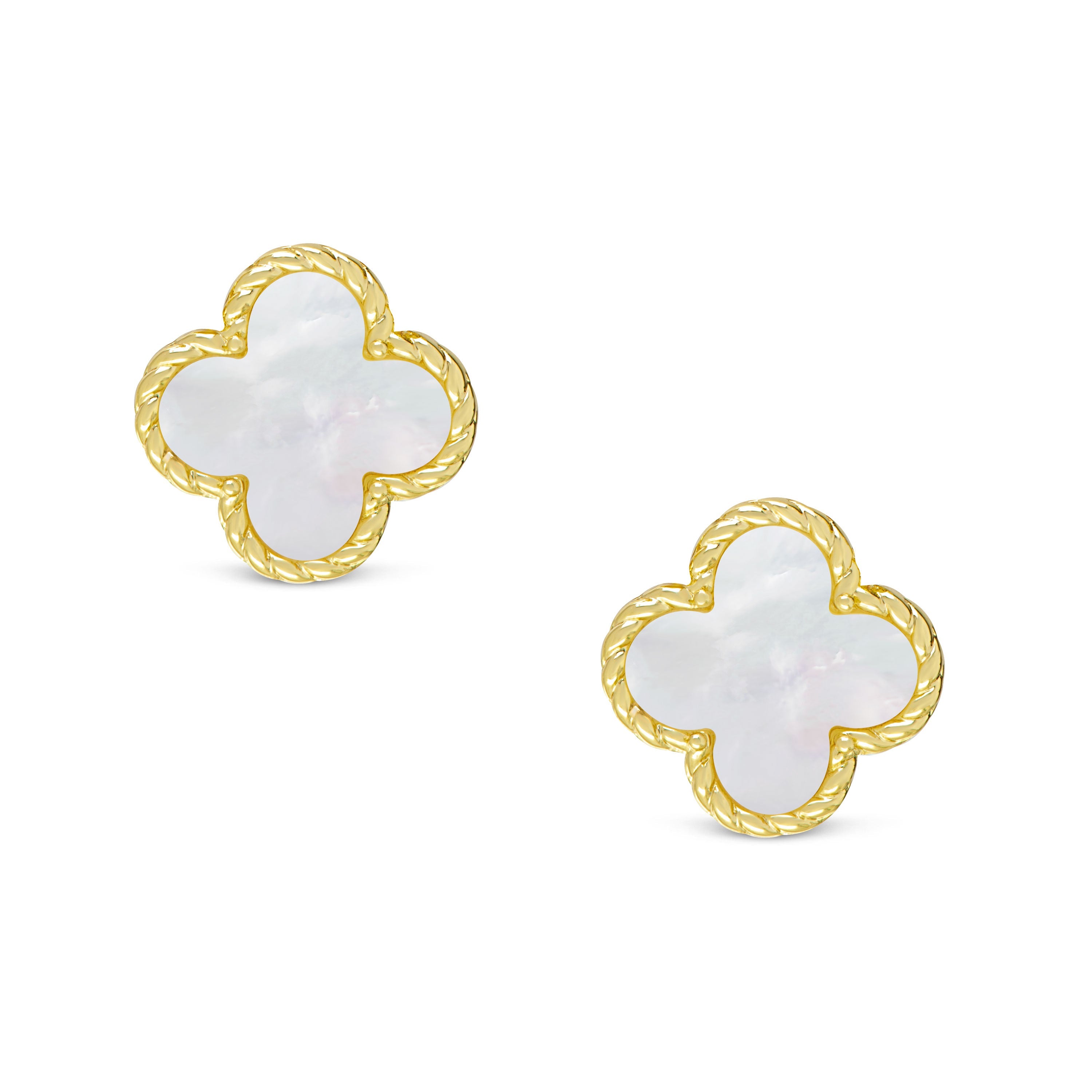 【I AM MARI】Clover pearl earring necklace Mother of Pearl Clover Stud Earrings – Lily Nily