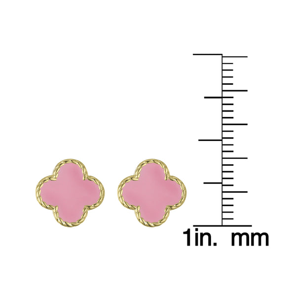 Four Leaf Clover Stud Earrings - Pink