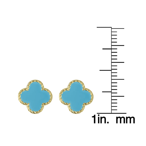 Four Leaf Clover Stud Earrings - Turquoise