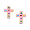 Cross Stud Earrings - Pink