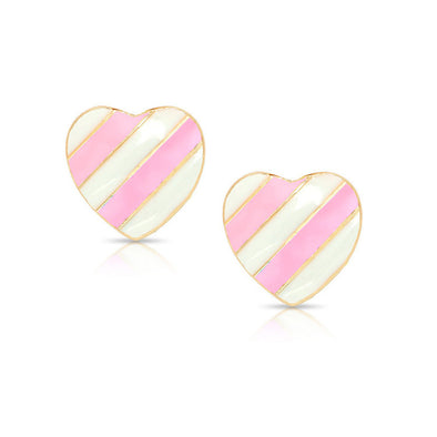 Striped Heart Stud Earrings
