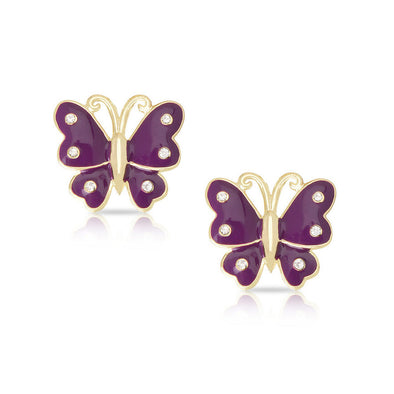 Butterfly Stud Earrings with Crystals