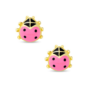 Ladybug Stud Earrings - Pink