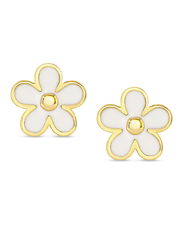 Flower Stud Earrings (White)
