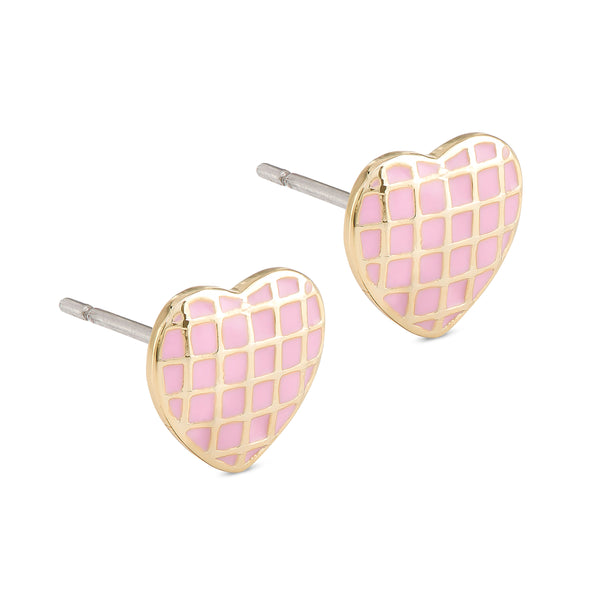 Lattice Heart Stud Earrings