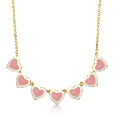 Pink & White Heart Links Necklace