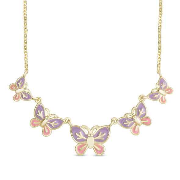 Graduated Butterfly Necklace (Pink & Purple)