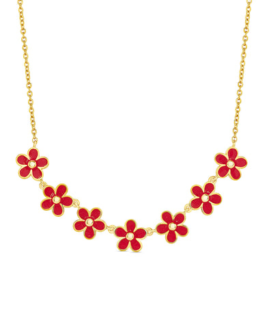 Flower Frontal Necklace (Red)
