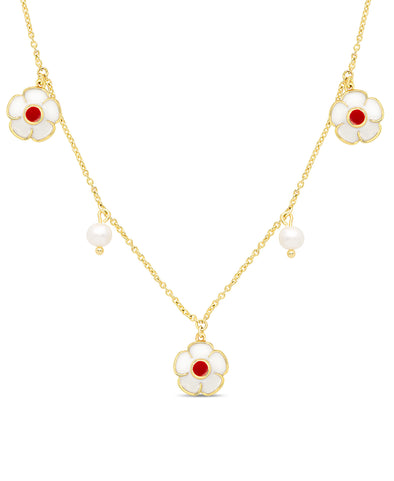 Flower and Freshwater Pearl Charms Necklace – Lily Nily