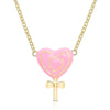 3D Heart Swirl Lollipop Necklace - Pink