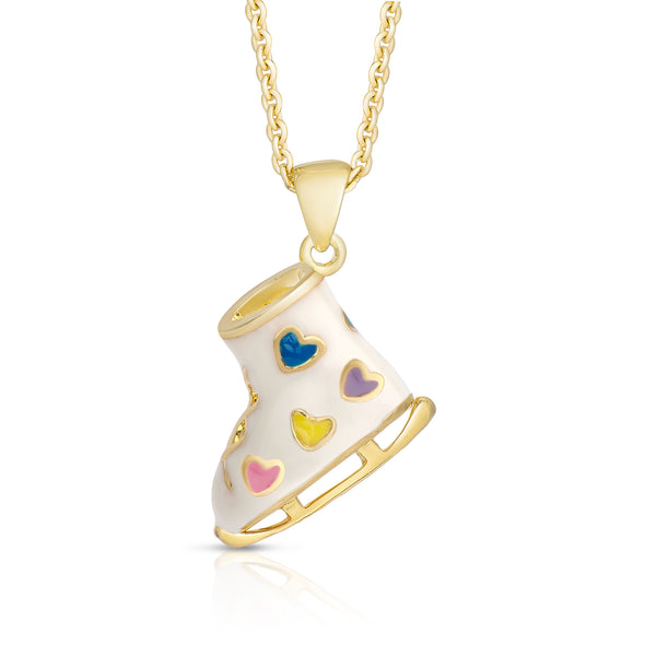 3D Ice Skate Necklace (Multi Hearts)