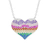 Rainbow CZ Pave Heart Necklace