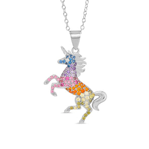 Rainbow CZ Unicorn Necklace