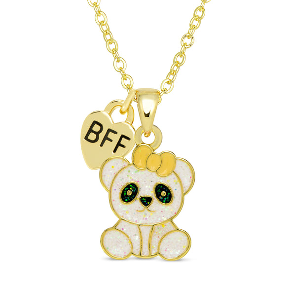 BFF Panda Glitter Necklace - White