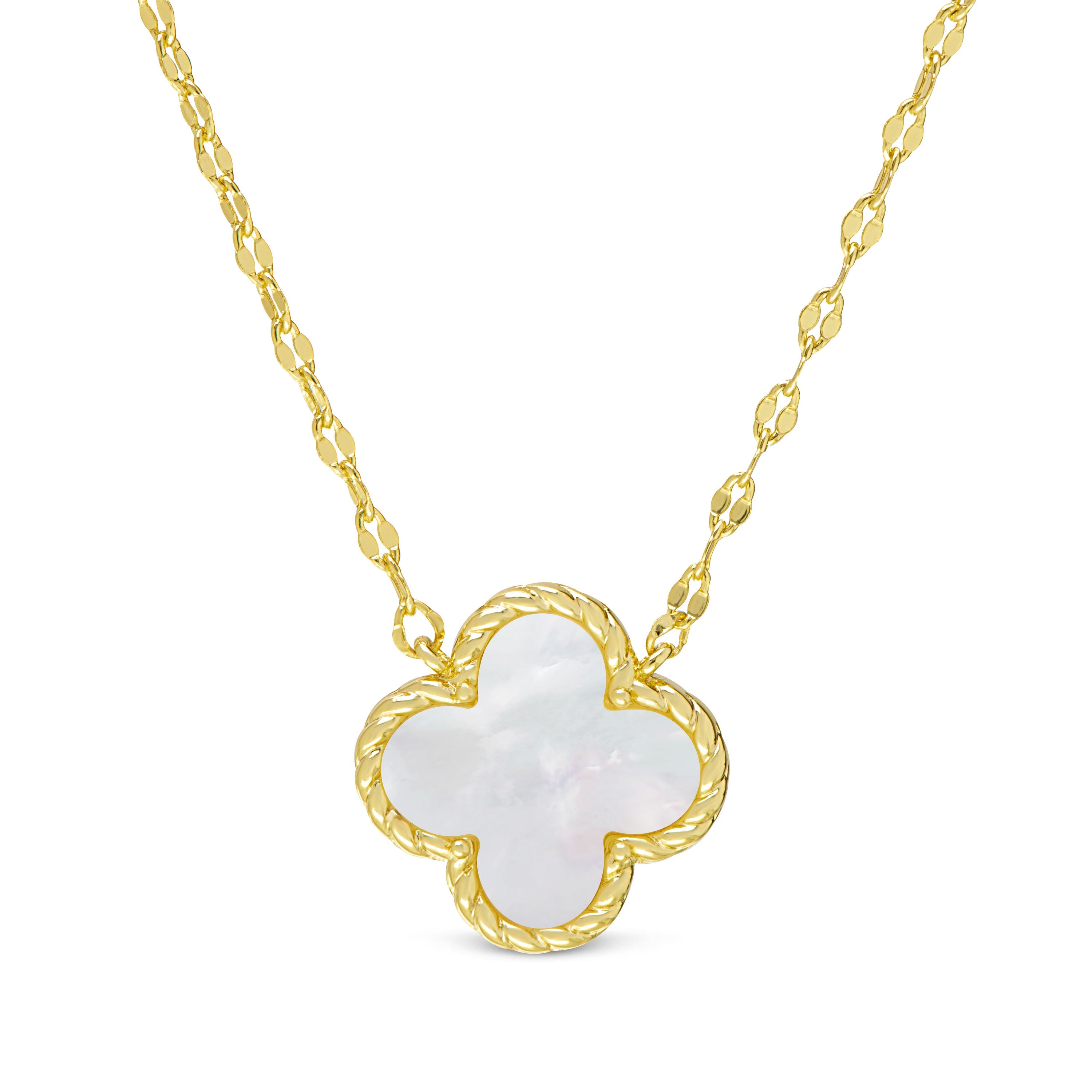  QVY Lucky Clover Necklace for Women Mother of Pearl