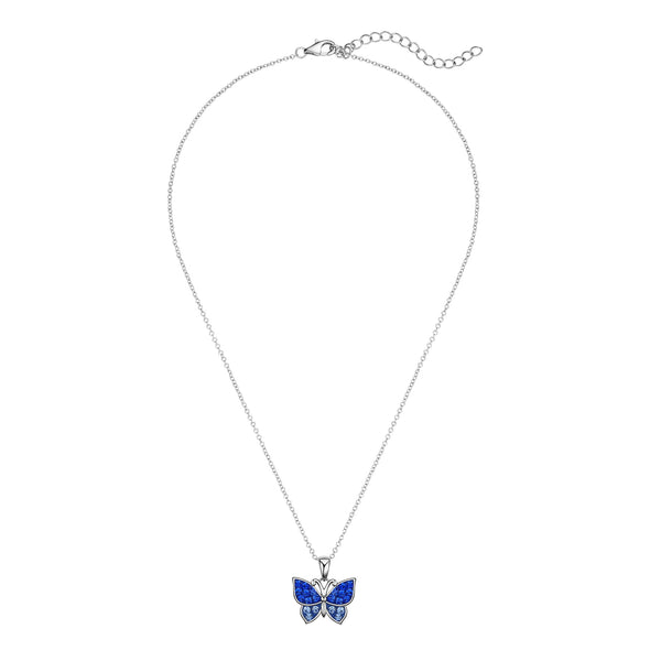 Crystal Butterfly Necklace - Blue