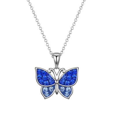 Crystal Butterfly Necklace - Blue