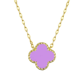 Four Leaf Clover Necklace - Purple